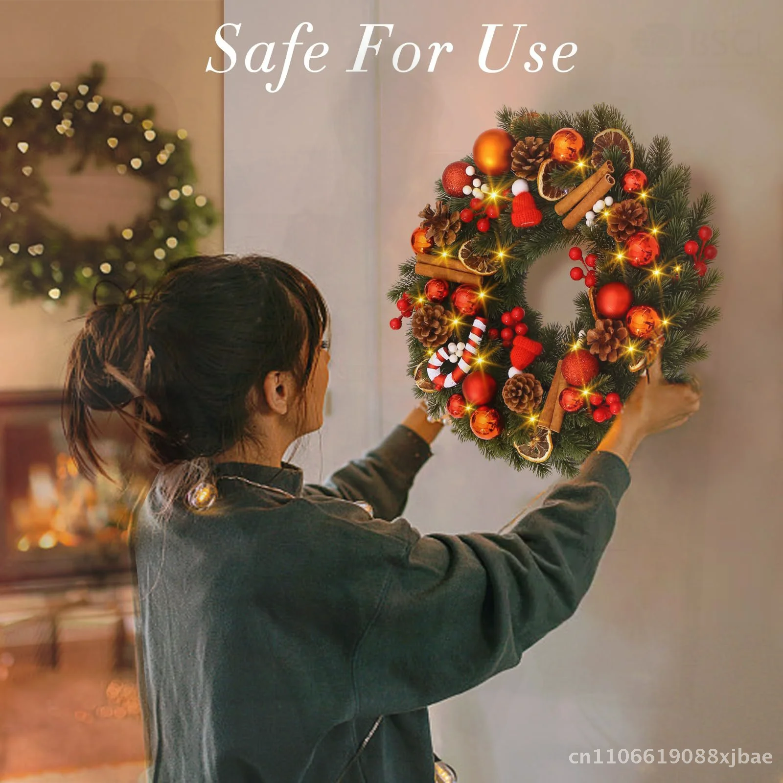 Guirnalda navideña transfronteriza de Amazon, decoraciones navideñas, accesorios de diseño de lugar de ratán, Material de PVC para colgar en puerta, estilo A/B/C/D