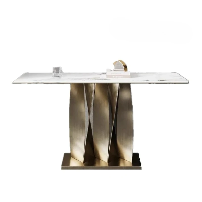 

New Chinese stainless steel entrance table entry end view table modern simple high-end marble