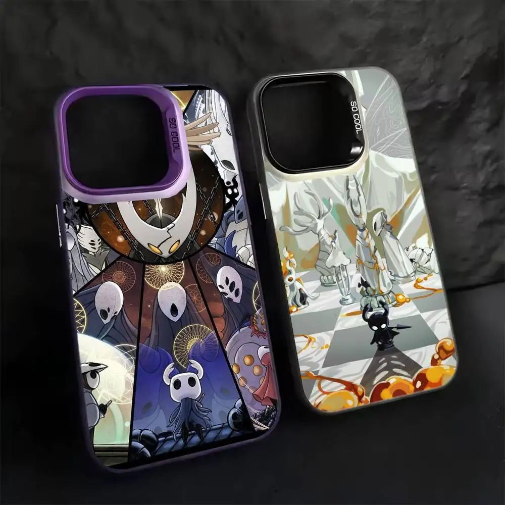 

Hot H-Hollow K-Knight Game Phone Case For iPhone 17 16 15 14 13 12 11 Pro Max Plus Silver Matte Black Cover
