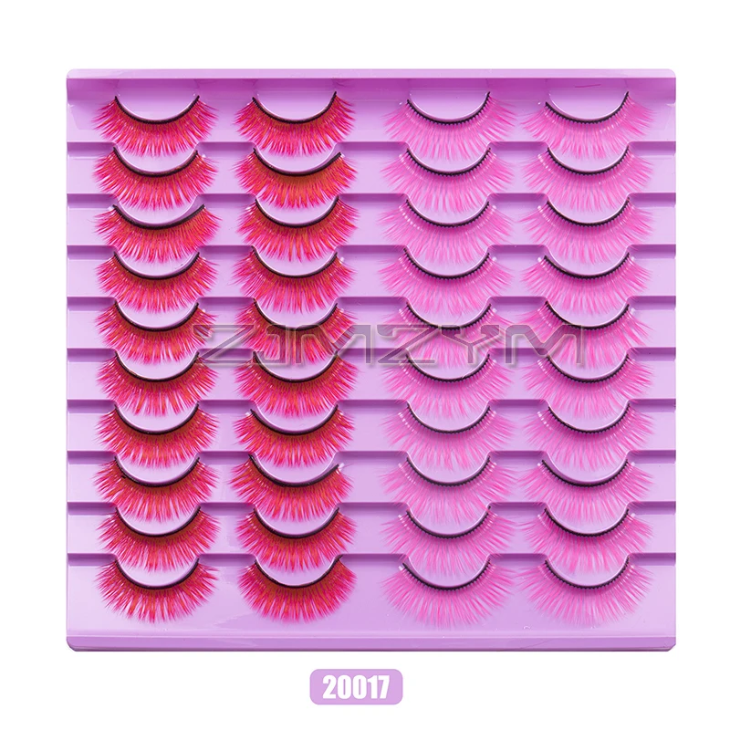 20Paris Colorful Mink False Eyelashes Red Purple Blue Colors Fake Lashes Makeup Eye Lashes Halloween Vegan Cilias Eyelashes