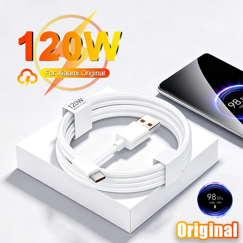 For XIAOMI Original 120W 6A USB Turbo Fast Charging For mi 17 15 14 13 12 11 6A 67W Redmi Note 11 10 Pro K70 Type C Super Cable