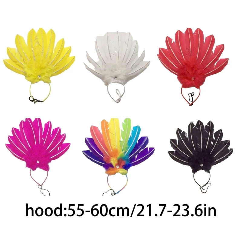 MardiGras เครื่องแต่งกายแถบคาดศีรษะ Carnival Party Celebration Headpiece Feather Hairhoop