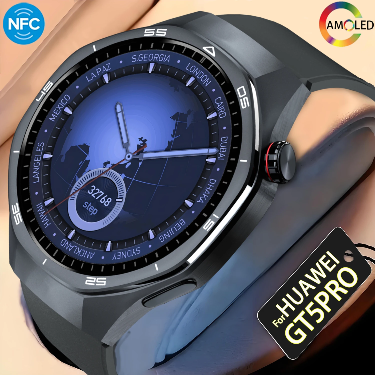 Original For Android IOS GT5 Pro Smartwatch 2024 GPS Navigation AMOLED 4GROM NFC Compass Bluetooth Call Clock Sports Smart Watch