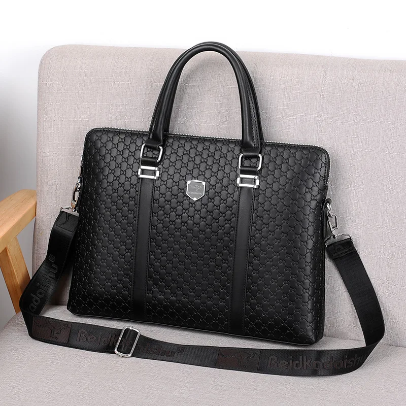 New Men Briefcase Bag Special Patterns PU Leather Business Handbag Male Crossbody Shoulder Bag Laptop Computer Case Big Capacity