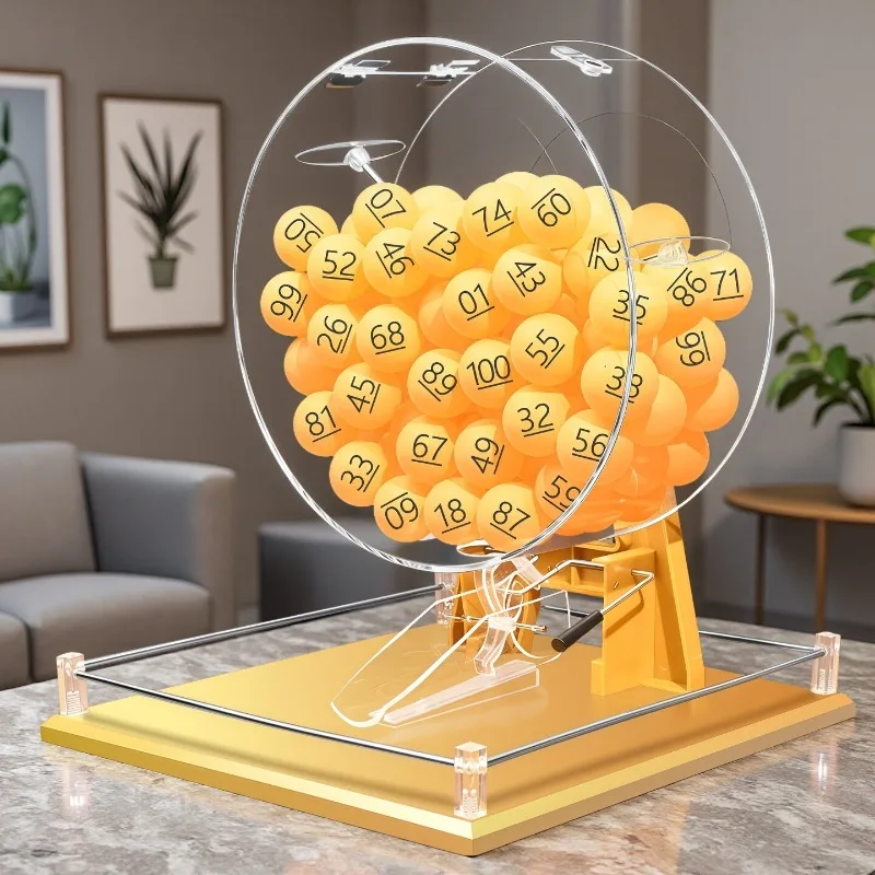 Large Gold Lottery Lucky Lottery Machine Lottery Machine Large Turntable Two-color Ball Roller Number Selector Opening Bidding