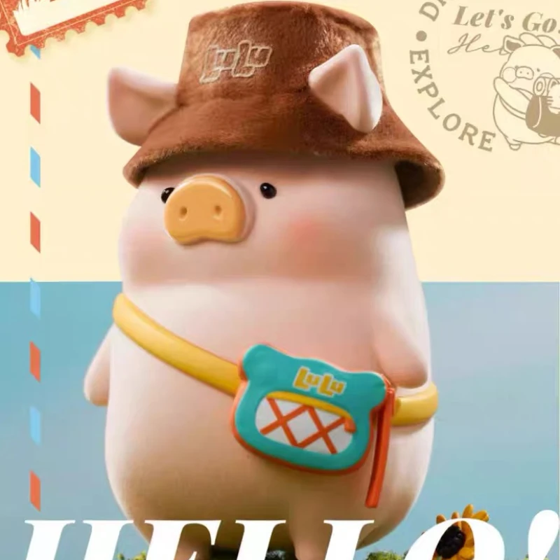 LuLu The Piggy XL Let's Travel Big Pig Doll Hand Surprise Box Cute Action Figure Doll Model Desktop Ornament Girls Birthday Gift