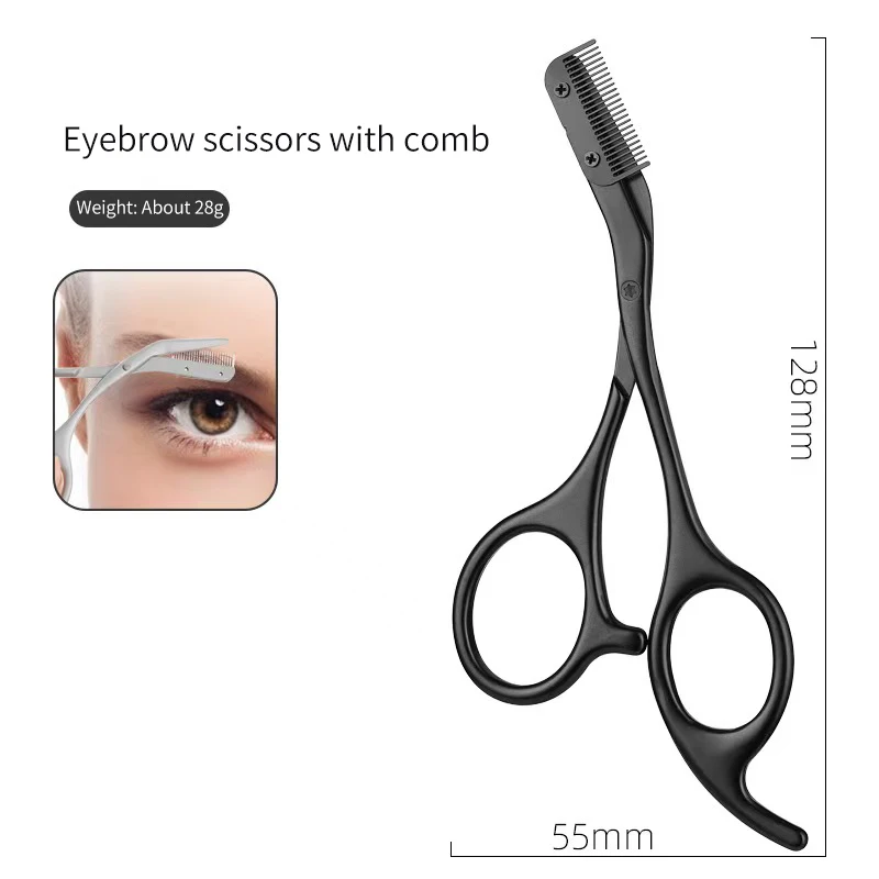 Eyebrow Scissors For Men And Women Makeup Tools One Metal Texture With Comb Eyebrow Razor Beauty Scissors Stainless Steel