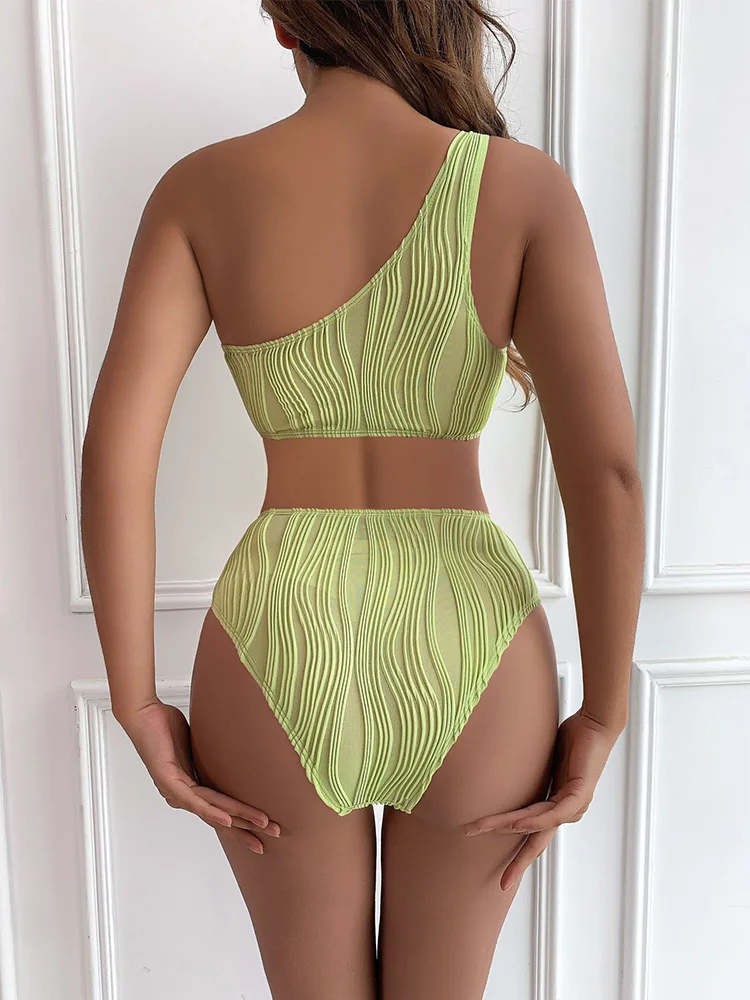 

Сексуальный слитный купальник с вырезами на спине для женщин, пляжный, новинка 2026 года, на все сезоны, однотонный, на одно плечо