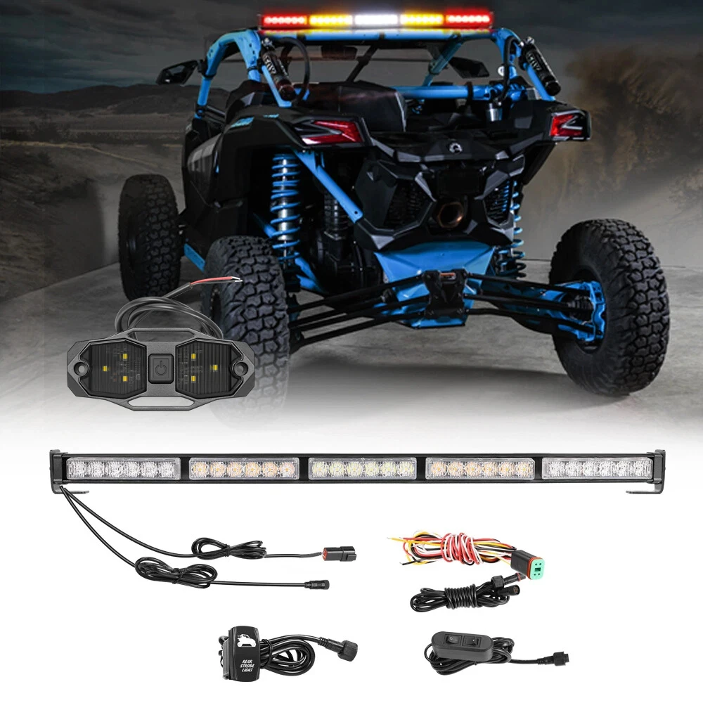for Polaris Ranger, General, RZR UTV 30inch Rear Chase LED Light Bar Brake Reverse Turn Signal + UTV Vehicle Cab Dome LED Light