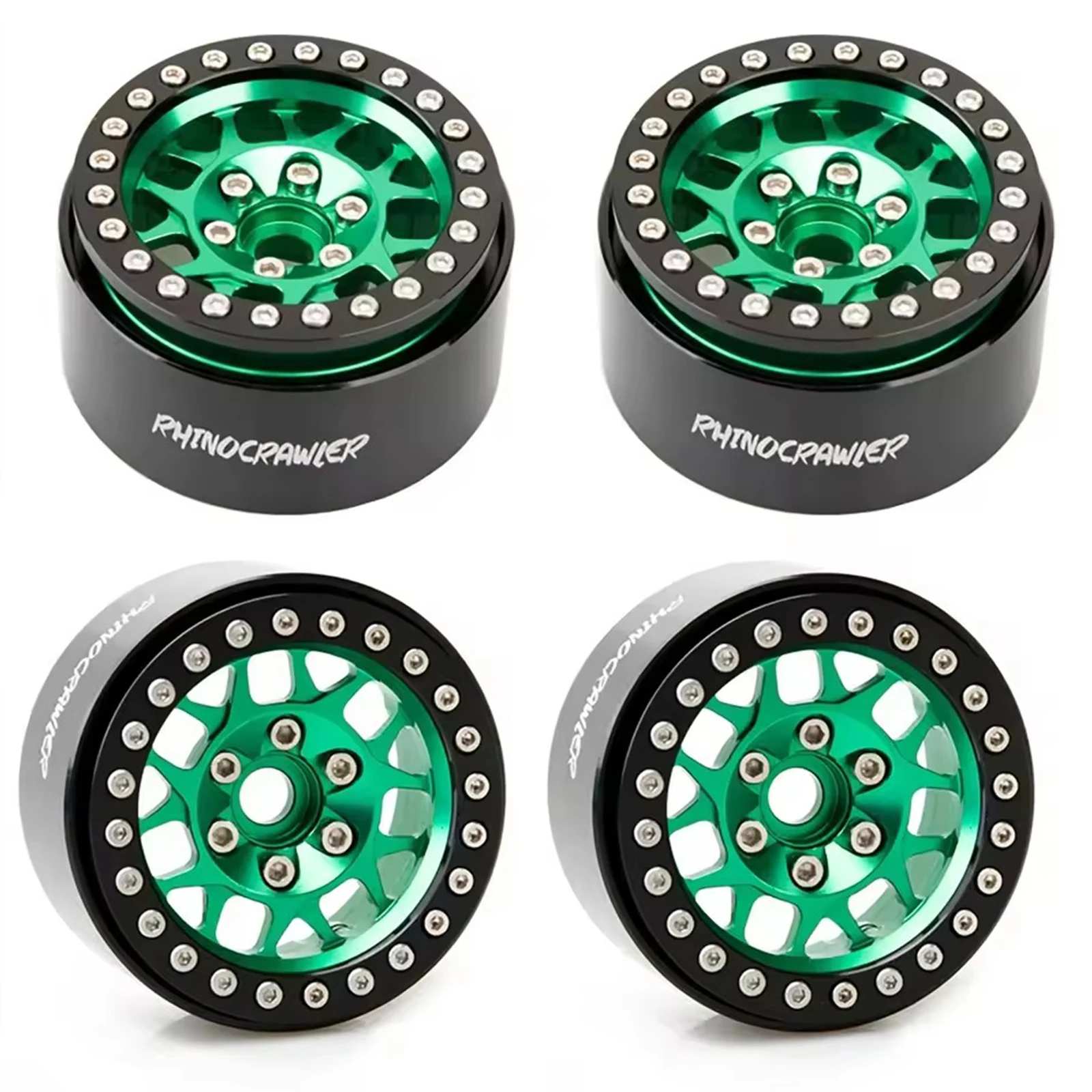 RhinoCrawler 4 SZT. Aluminiowe Felgi Beadlock 1.9 Cala do Samochodów RC Crawler 1/10 Axial SCX10 RR10 Wraith TRX4 TRX-6