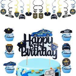 Police Cupcake Toppers Picks Police Theme Cake Decoration for Police Officer Baby Shower Policeman Birthday Party Decoration