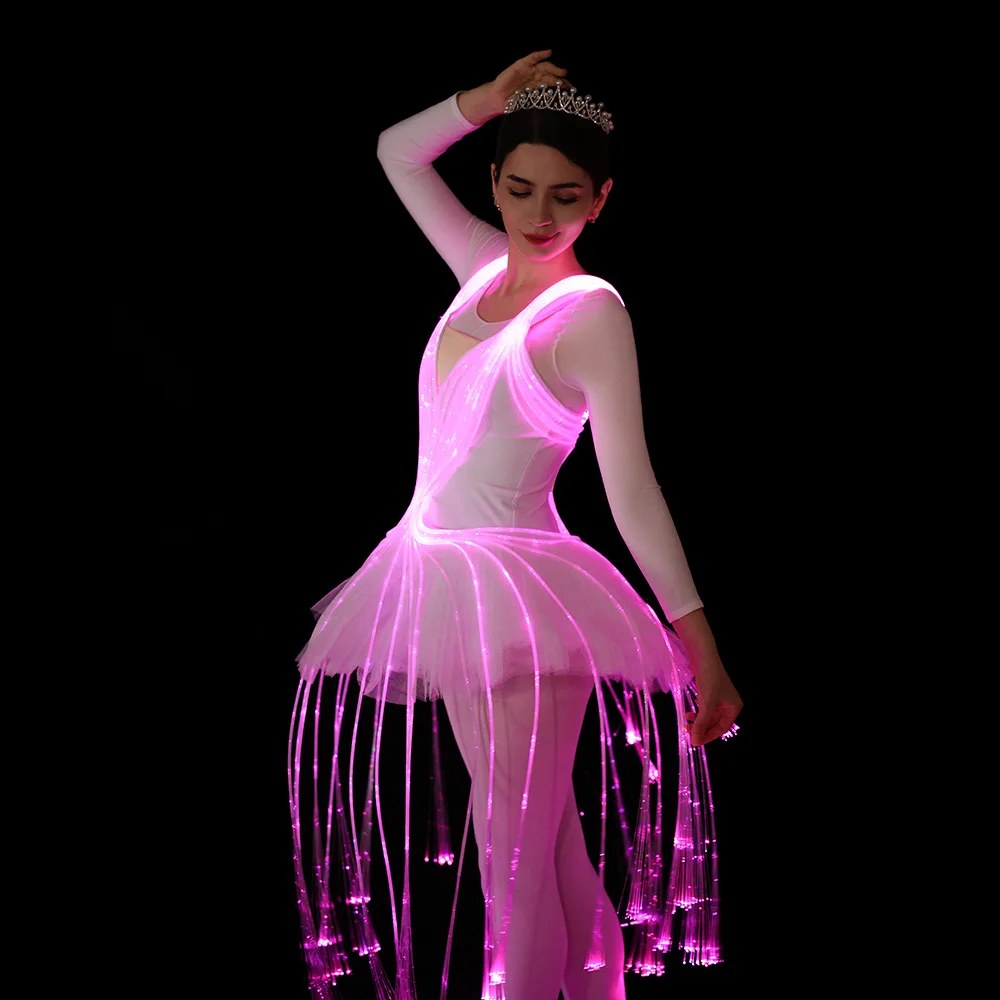Disfraces LED para mujer, vestido con luz nocturna, leotardos que cambian de color, ballet para mujer, leotardo ..........., ropa de Ballet, falda de ballet