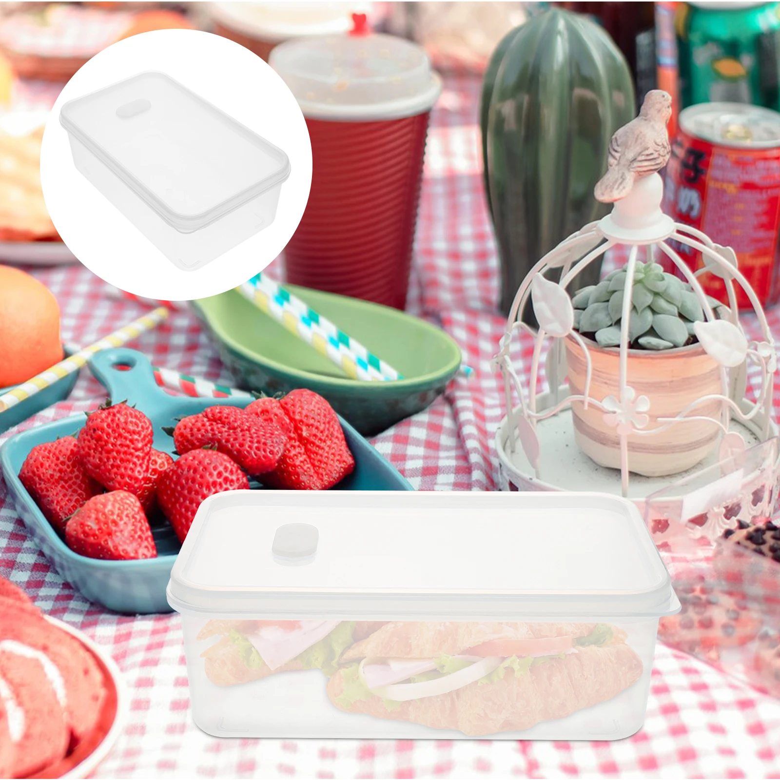 s Food Storage Box Clear Lids Kitchen Freezer Containers Plastic Lunch Boxes Meal Prep Snack Storage Fruit Sushi