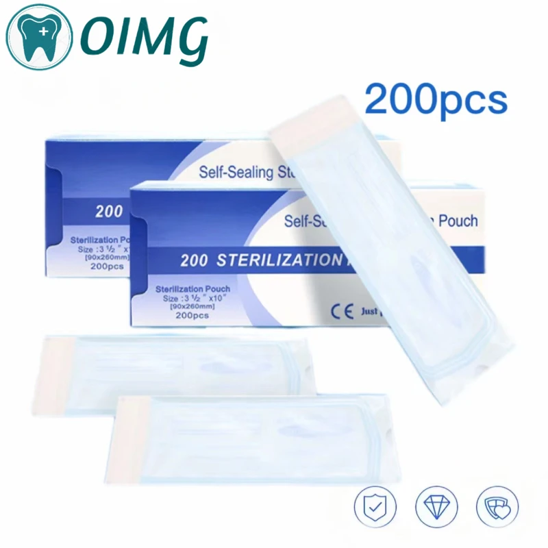 

Dental Self-sealing Sterilization Pouch Dentistry Medical Grade Paper +CPP/PET Film Packaging Bag Dental Accessories 200Pcs/box