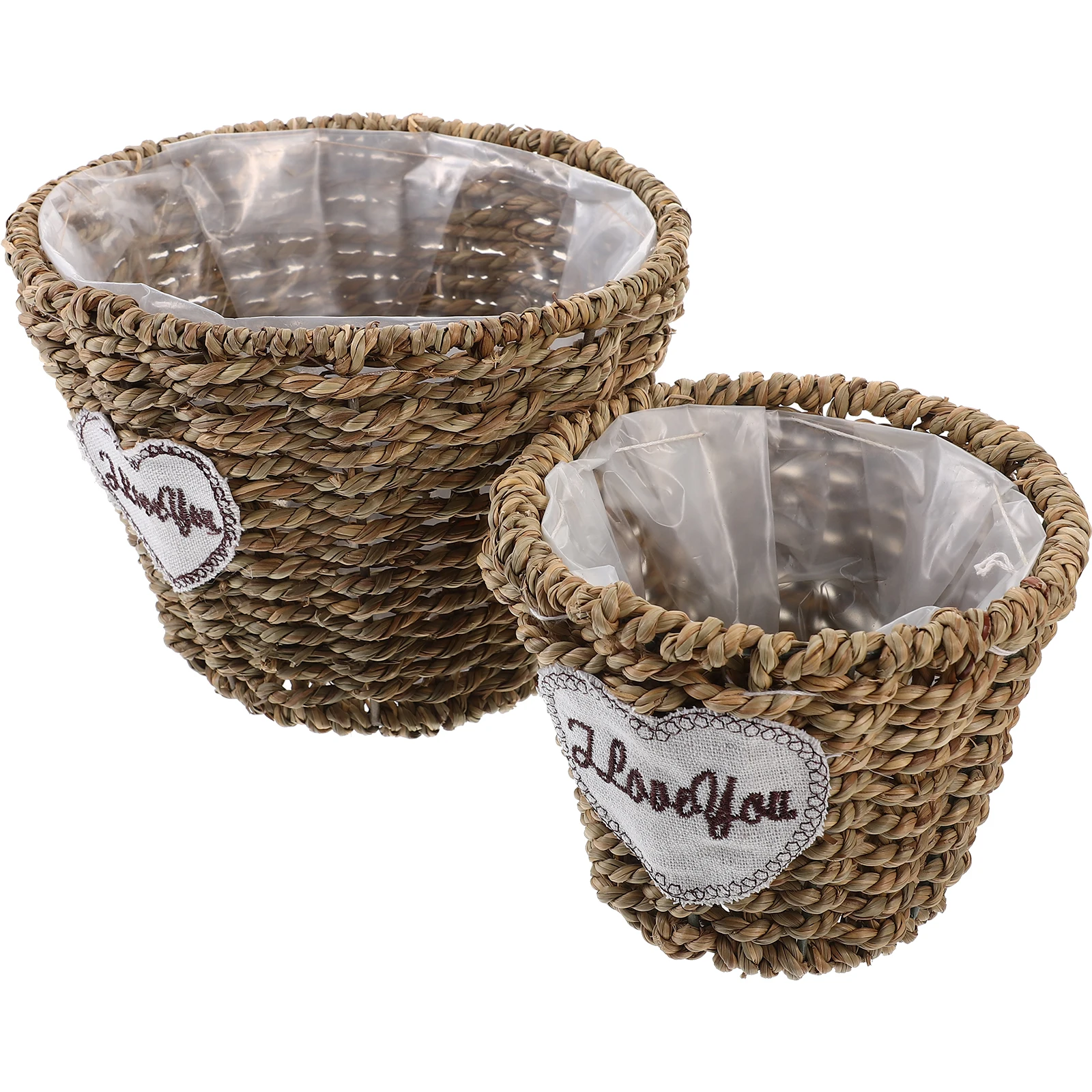 

2 Pcs Woven Flower Baskets Brown Decorative Storage Planter Home Room Plant Vase Garden Supplies