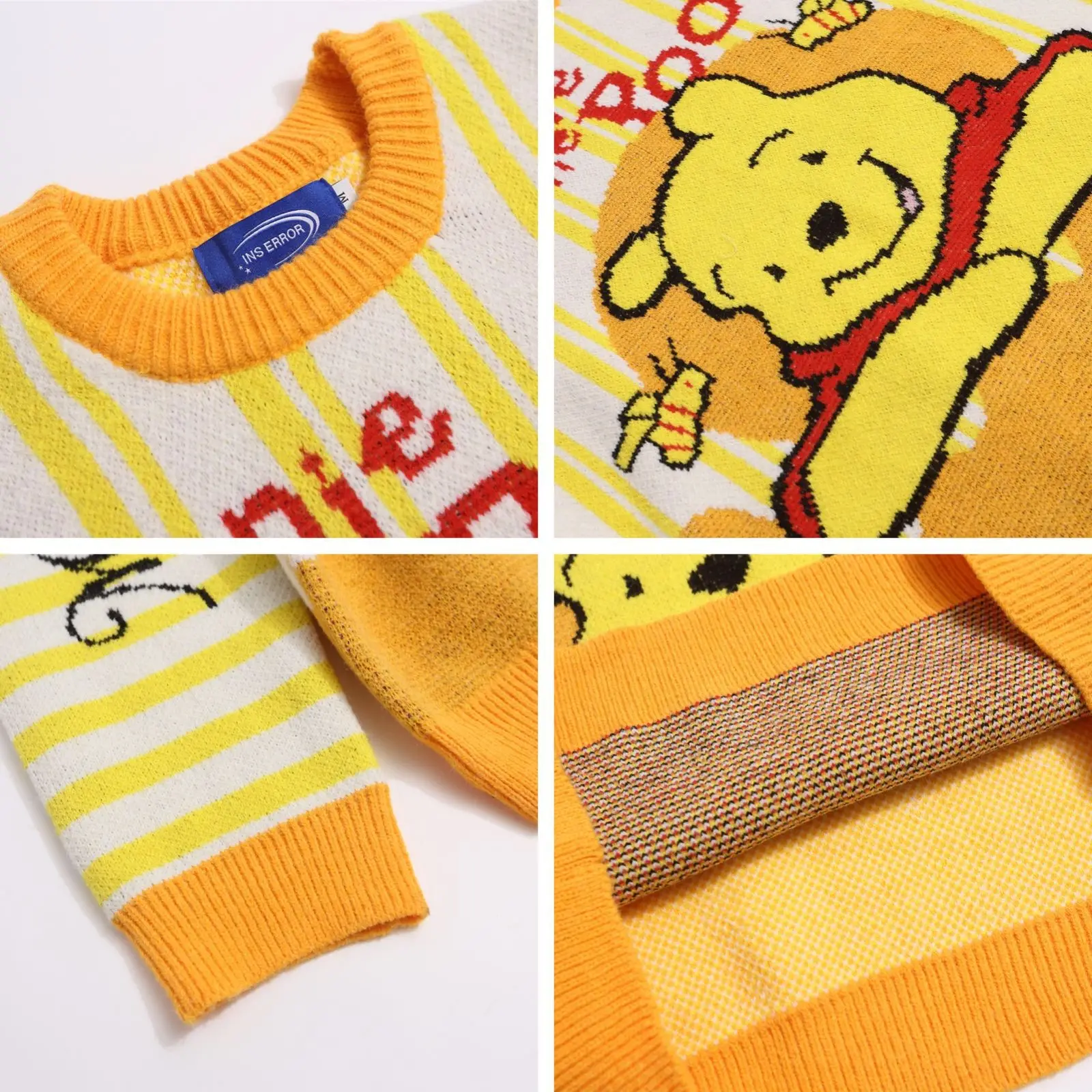 الأمريكية الرجعية القط متعة الكرتون الجاكار كتلة اللون متماسكة سترة للنساء الخريف الشتاء عارضة تنوعا زوجين سترة #5