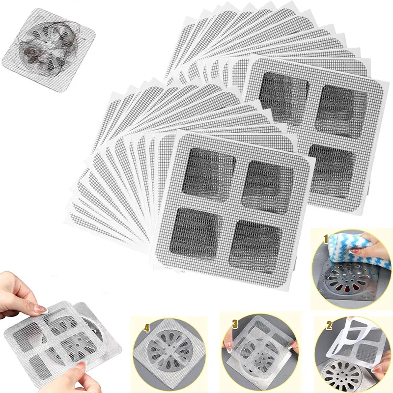 10pcs Disposable Shower Drain Covers Anti-blocking Strainer Filter Mesh Stickers Sink Strainer Hair Filter Bathroom Accessories