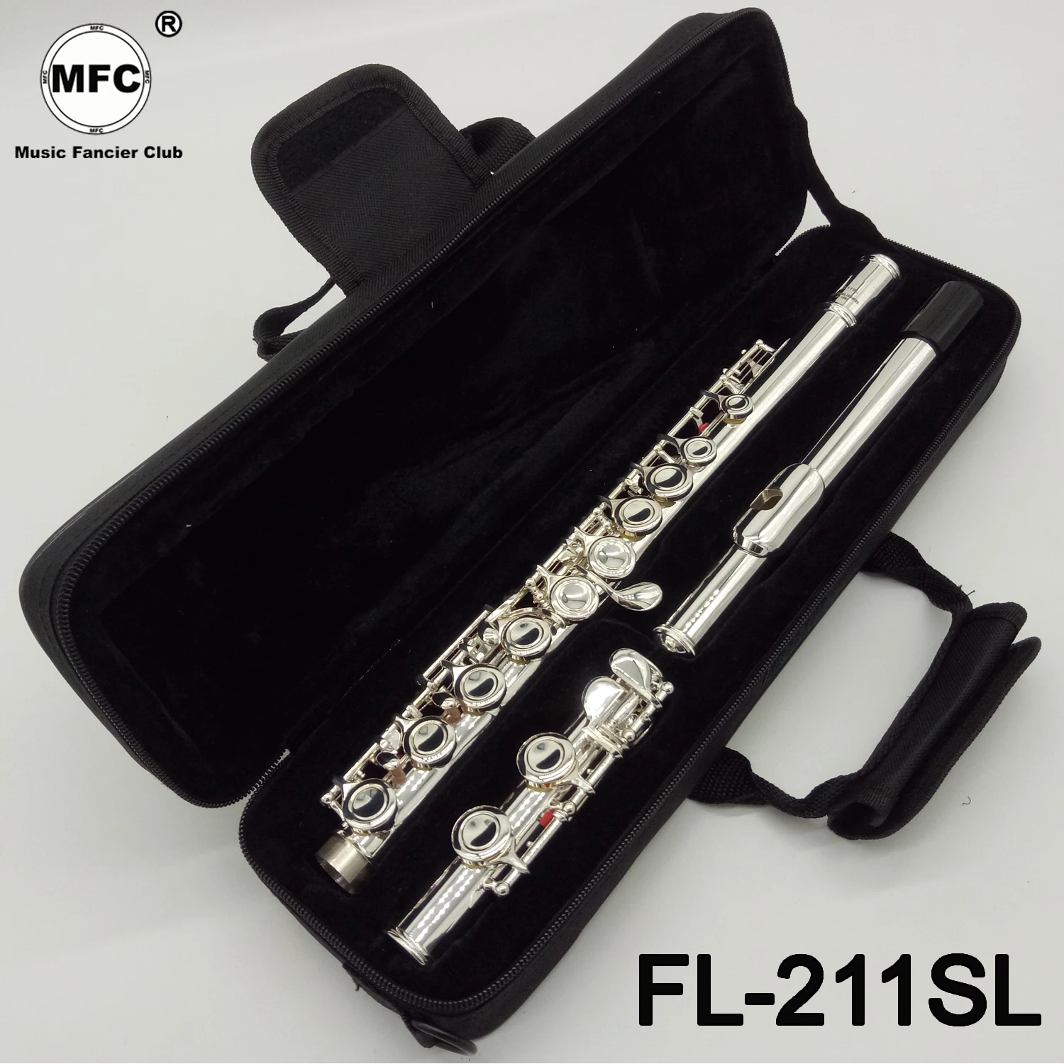 Music Fancier Club Intermediate Standards Flute FL-211Student Flutes Silver Plated 16 17 Holes Closed Open Hole With Case