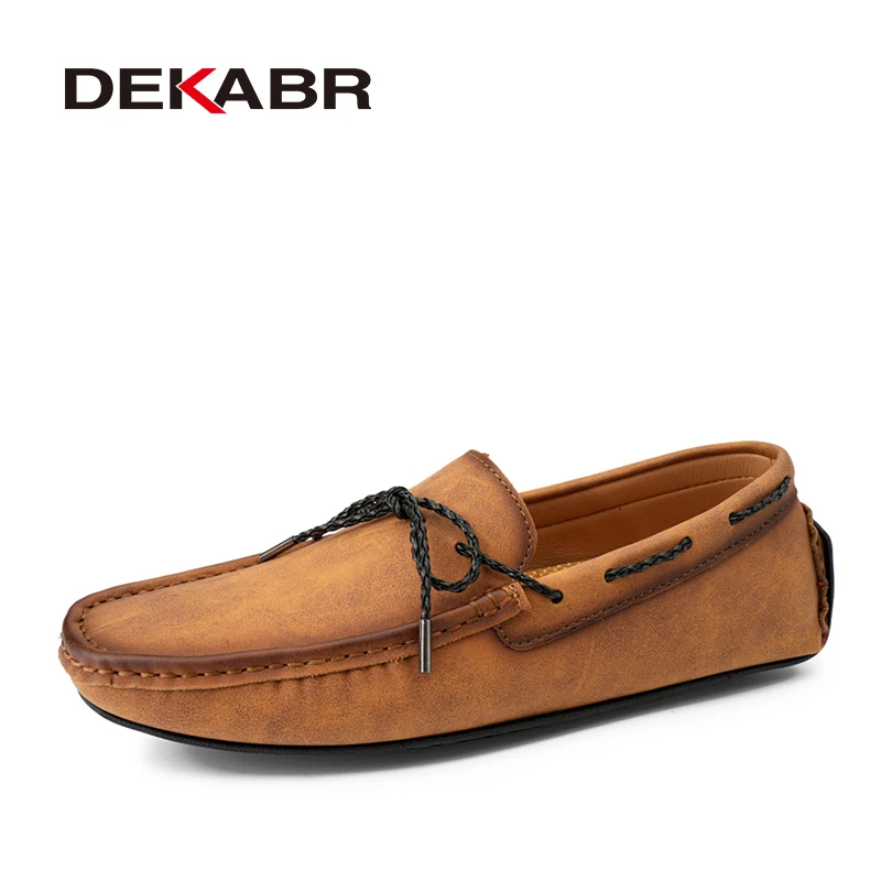 

DEKABR Fashion Men Shoes Genuine Leather Casual Summer Shoes Classic Mens Loafers Elegantes Slip On Men's Flats Driving Shoes