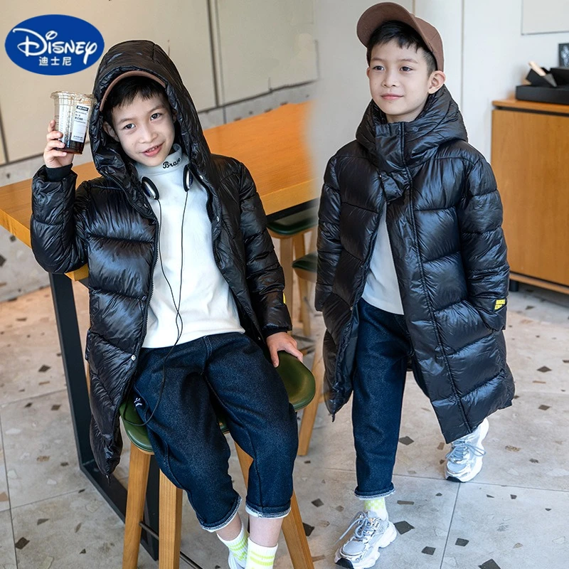 

Disney Kids Black & Gold Long Puffer Coat: Knee-Length Thick Winter Jacket for Boys & Girls, Warm Cold-Weather Wear