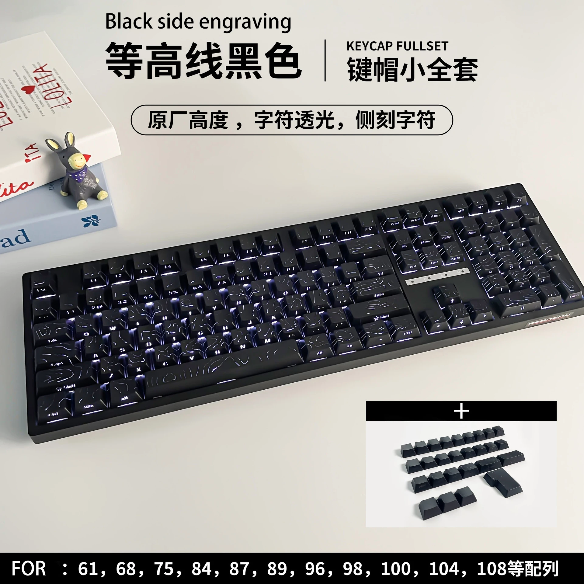 أغطية مفاتيح PBT وردية متدرجة 135 مفتاحًا لملف الكرز أغطية مفاتيح مزدوجة النار مطبوعة جانبية RGB بإضاءة خلفية Cherry MX Switch Gamer Keyboa #3