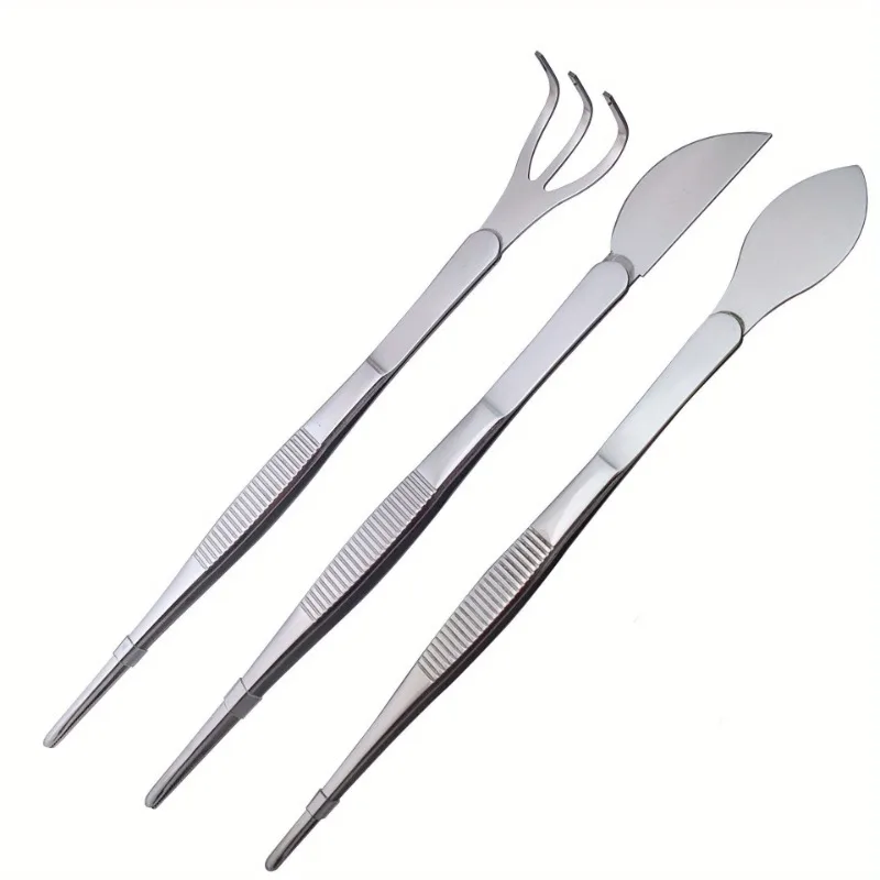 1pc 2-in-1 Stainless Steel Root Rake with Bonsai Tweezers with Ergonomical Handle Soil Farming Tool for Succulents Crafting
