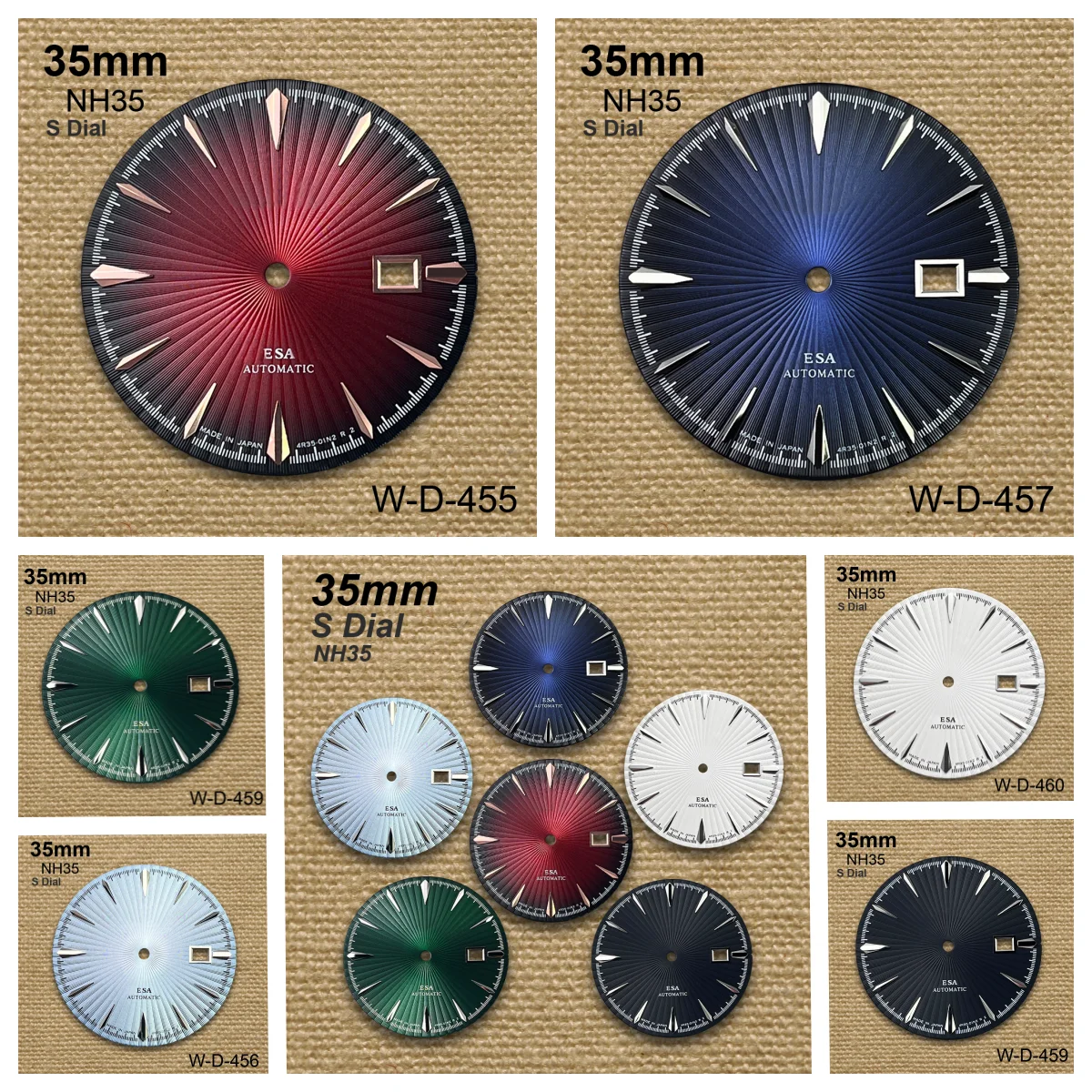 

35mm S Logo Cocktail Dial Fit NH35 Movement High-Quality Red Vertical Grain Dial Watch Modification Accessories