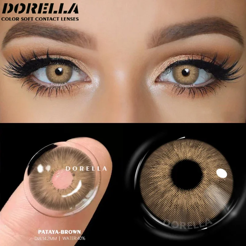 D\'ORELLA 1Pair Color Contact Lenses for Eyes Natural Look Brown Lenses Gray Lense Blue Eye Lenses Yearly Use Eye Beautiful Pupil