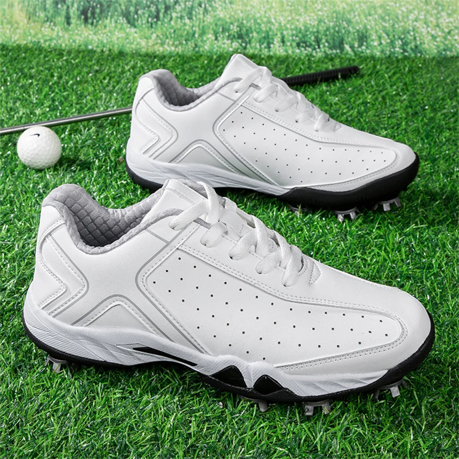 Zapatos de Golf profesionales para hombre, zapatillas de Golf de 8 tacos, calzado de entrenamiento impermeable y antideslizante