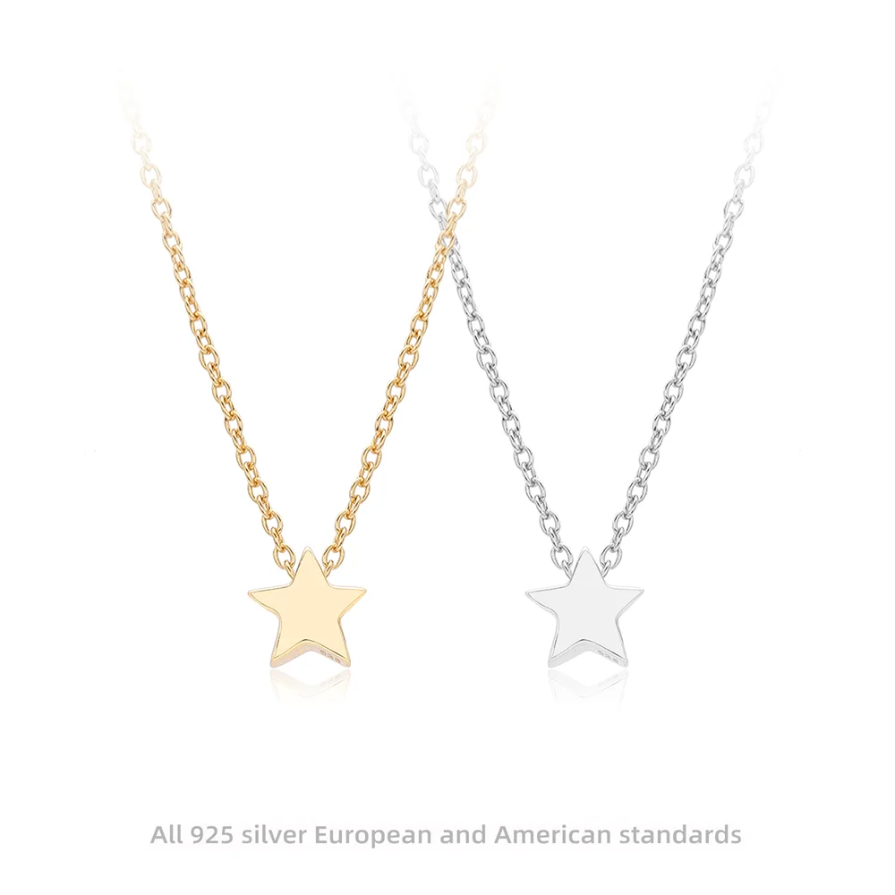 

New 925 Sterling Silver Women's Necklace, European & American Style, Star Design, Trendy Choker
