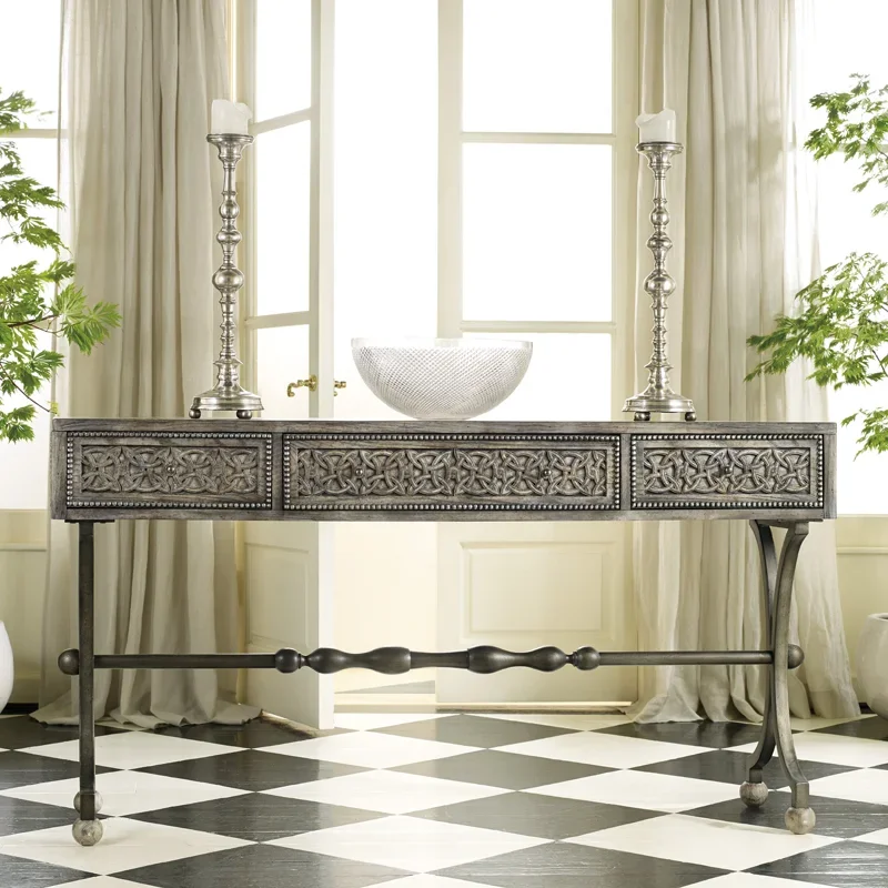 

02 American door entrance decorative cabinet living room solid wood French retro old sofa back few