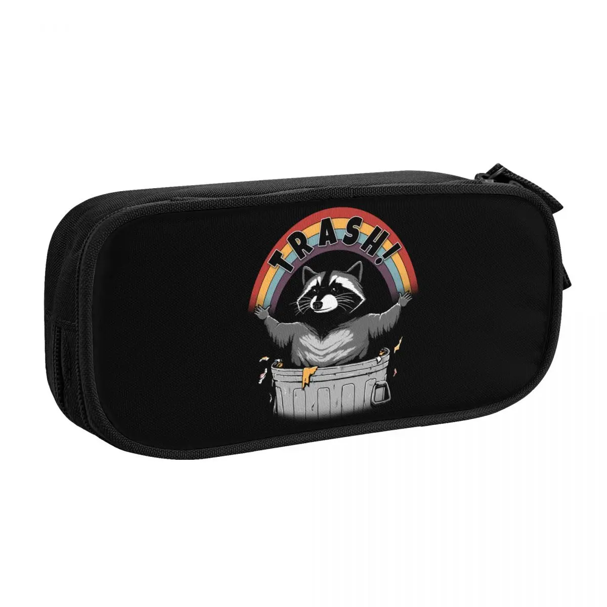 Custom Retro Live Fast Eat Trash Raccoon Pencil Cases for Boys Gilrs Large Storage Racoon Panda Pencil Box School Supplies