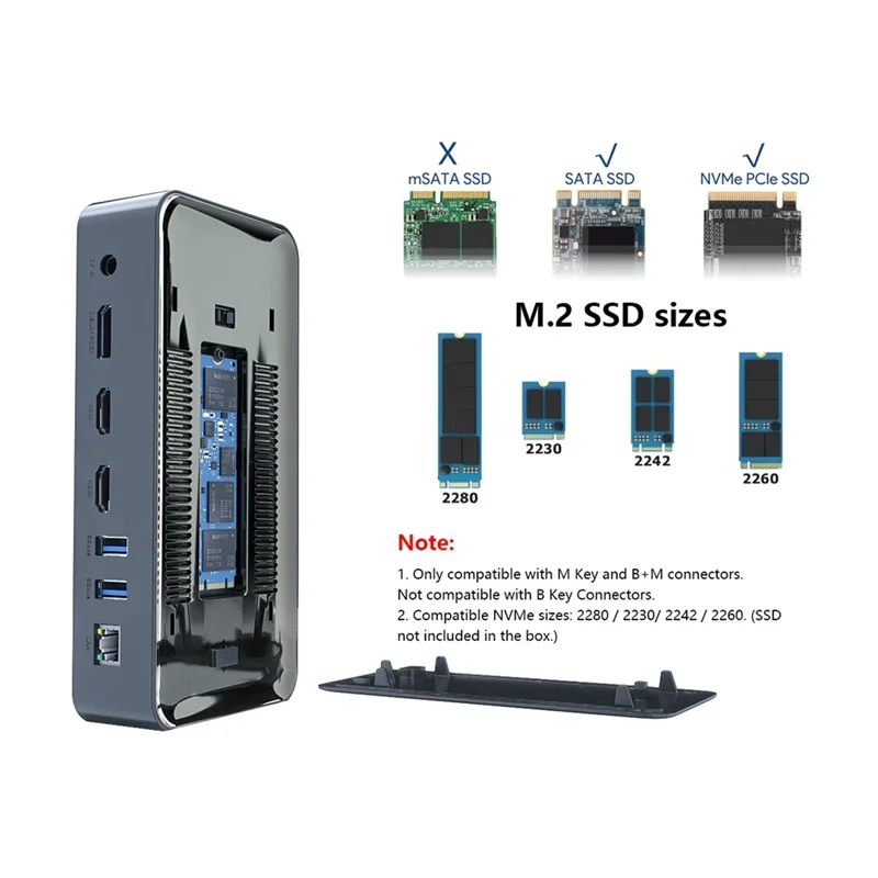 전문가 및 게이머를 위한 USB C 13-In-1 도킹 스테이션 트리플 4K@60Hz 디스플레이 M.2 Pcie/SATA SSD 인클로저