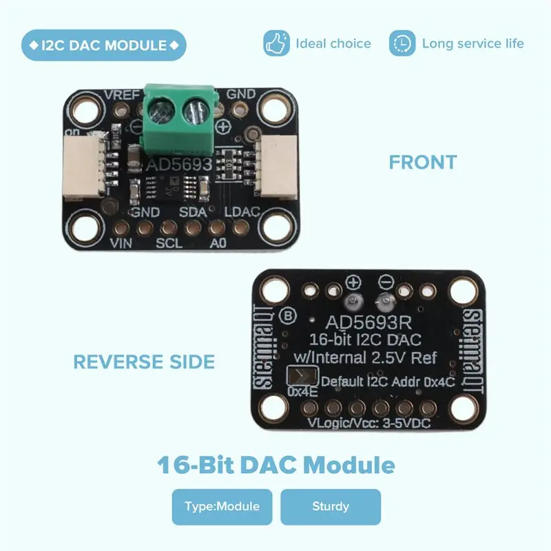 AU61-AD5693R For STEMMA QT/Qwiic 16-Bit DAC Module Featuring I2C Communication Interface
