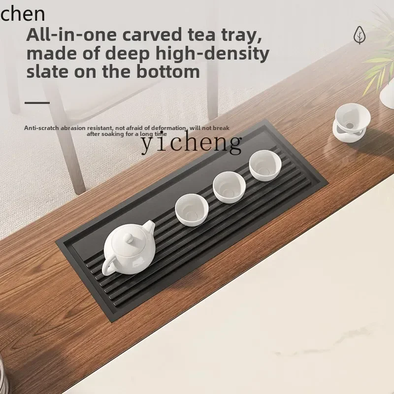 طاولة شاي من الخشب الصلب HXL، طاولة شاي وكرسي من البلاط الصخري، مجموعة حديثة وبسيطة وخفيفة فاخرة لغرفة المعيشة المنزلية وشرفة المكتب #4