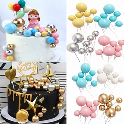 10pcs Ball Cake Toppers Birthday Party Cupcake Topper Christmas Tree Decor Ornament Baby Shower Party Supplies Cake Decoration