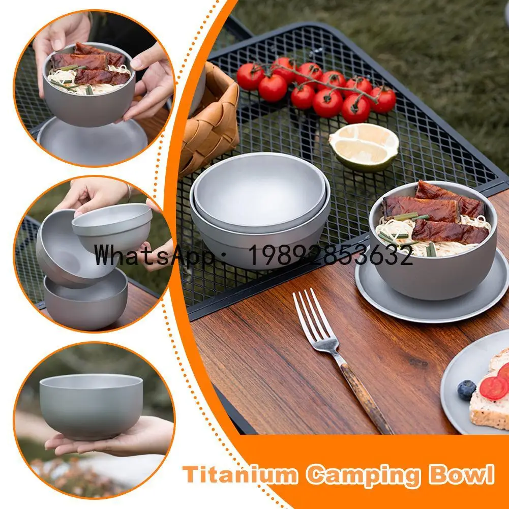 Titanium Purification Portable Bowl Multi Functional Soup Bowl Outdoor Camping Mug Outdoor Camping Double Layer Anti Scald Bowl