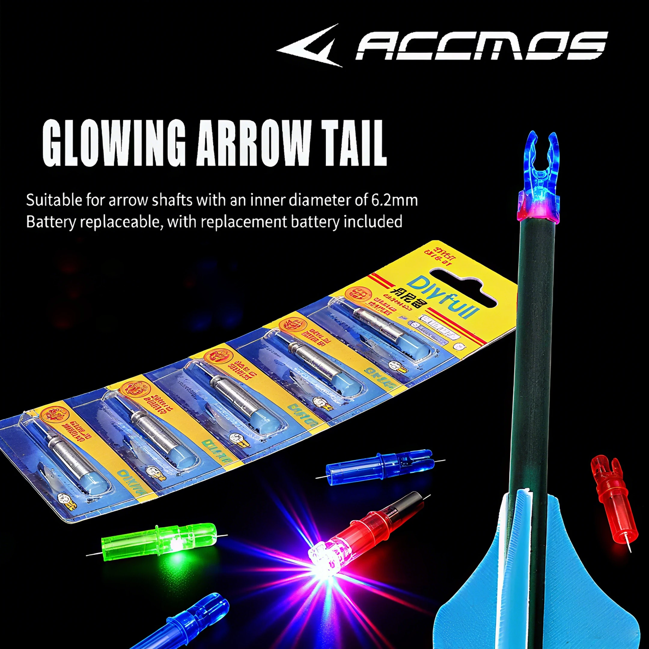 12/24/50Pcs LED Lighted Nocks for Hunting Automatic Lighting Glowing Arrow Nock Tails with 6.2mm Arrow