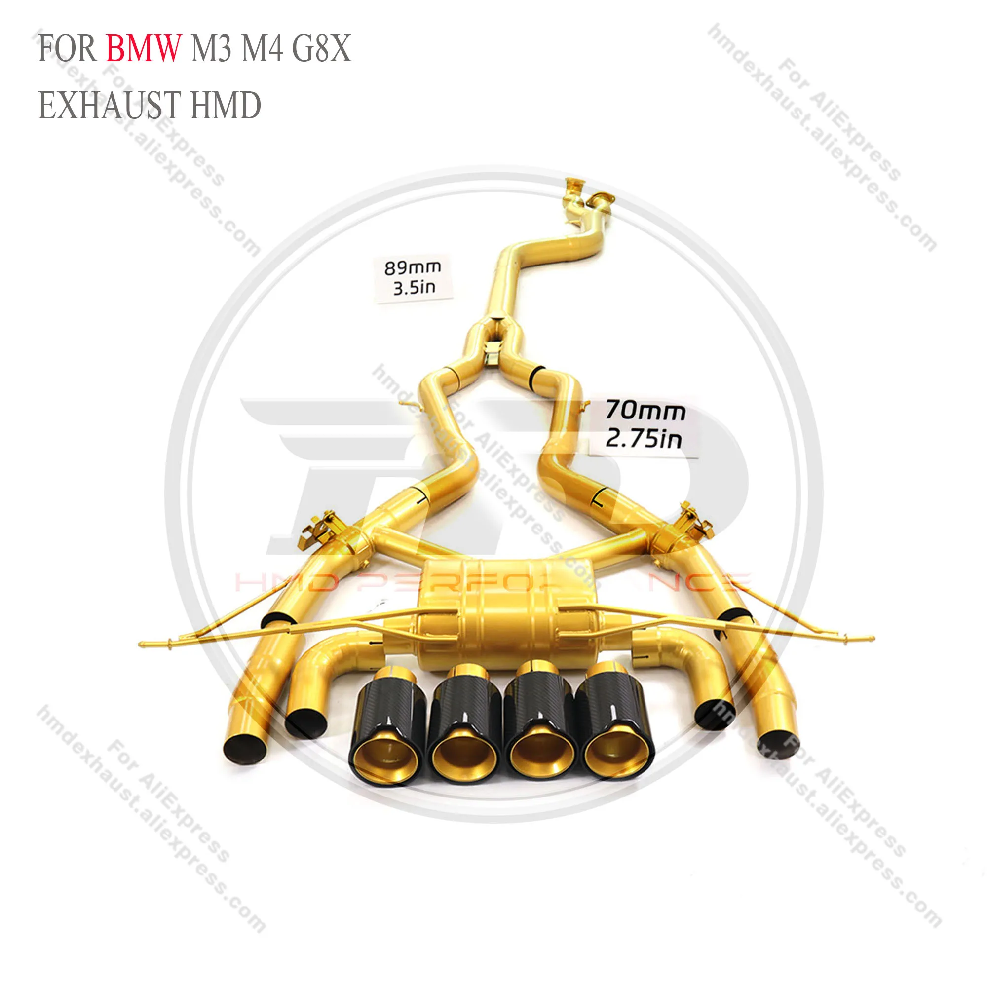 

Titanium baked ceramic catback For BMW M3 M4 G8X with valve HMD Exhaust System Performance Quality certification