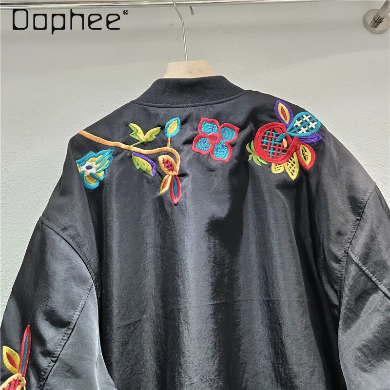 ヨーロッパ風ステーションファッション多用途ヘビー刺繍スリムパッチワークスタンドカラージャケットレディーストレンド厚手カジュアルコート