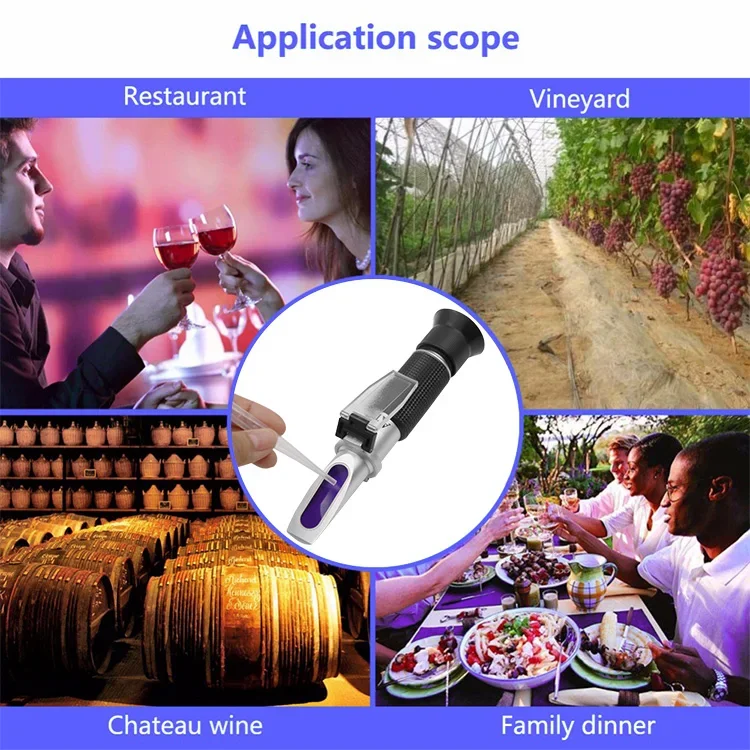 Handheld Refractometer sugar concentration meter densimeter 0-32% Brix Saccharimeter Sugar Tester Fruits Grapes ATC