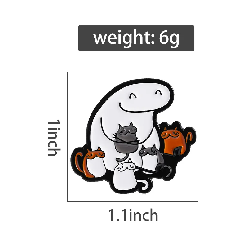 Regenbogen Katze Emaille Pins Cartoon Japanische Anime Mädchen Cowboy Brosche Revers Abzeichen Nette Lustige Memes Schwarz Kätzchen Schmuck Geschenk – Detail 3