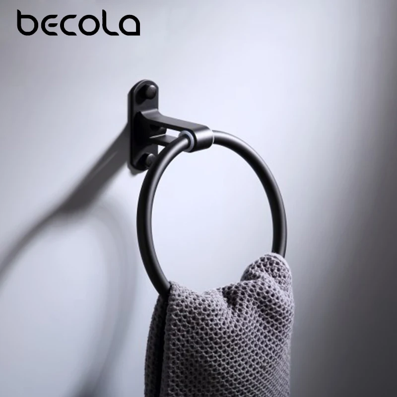 Becola Portable Towel Racks Round Aluminium Towel Holder Rings Wall Mounted Bathroom Accessories Anti-Rust Towel Racks 999MJH