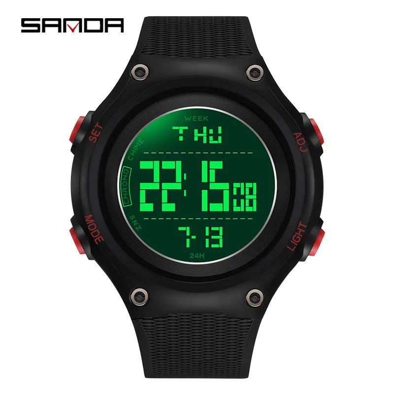 Reloj electrónico SANDA 50 metros resistente al agua + luz nocturna Esfera digital grande reloj deportivo multifuncional a prueba de golpes para exteriores