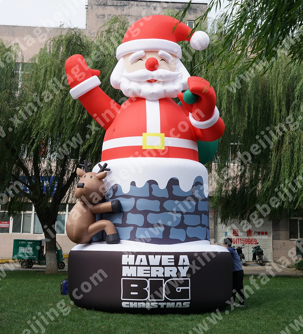 Manufacturer Custom Size Christmas Decorations Outdoor Light Ornaments Large Inflatable Santa Claus Oxford PVC Waterproof Sun