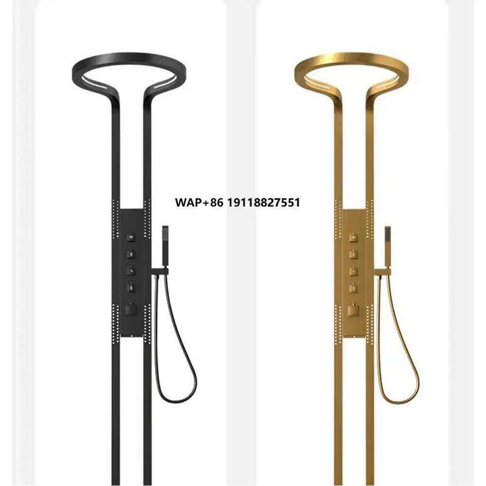 

Fashion New Arrival Bath Shower System Rainfall Bathroom Smart Shower Panel SUS304 Black Shower Set for Bathroom