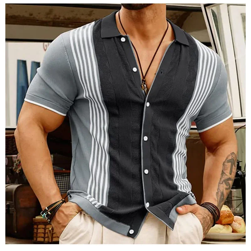 Summer New Ice Silk Men\'s Polo Shirt Men\'s Business Casual Polo Shirt T-shirt Men\'s Short-sleeved Knitwear Short-sleeved Tee Top