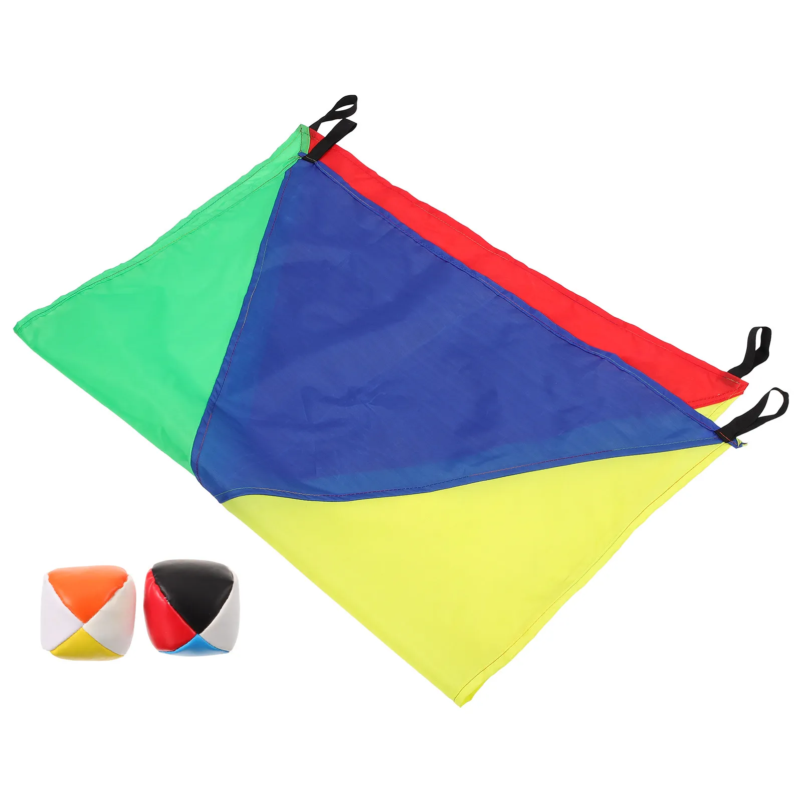 1Set Rainbow Umbrella Colorful Cloth 2 Balls Children Sensory Integration Fitness Equipment Outdoor Education Teamwork Plaything