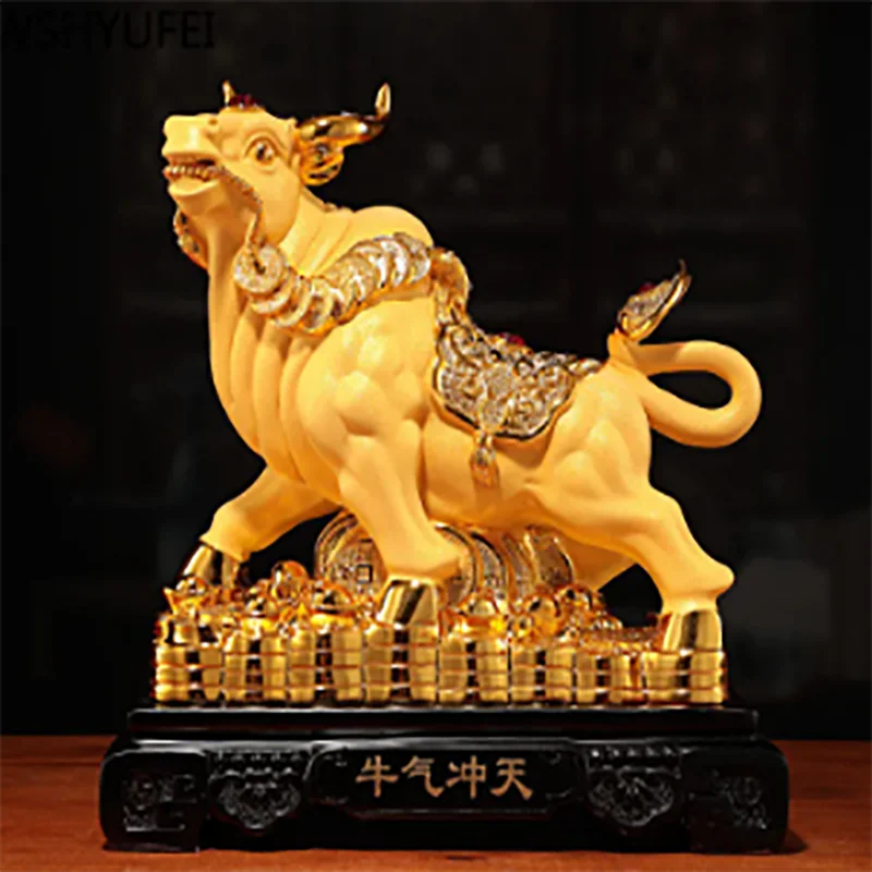 

1pc Zodiac Cattle Animal Resin Statue Chinese Style Crafts Home Decor Living Room Decorations Home Accessories Birthday Present