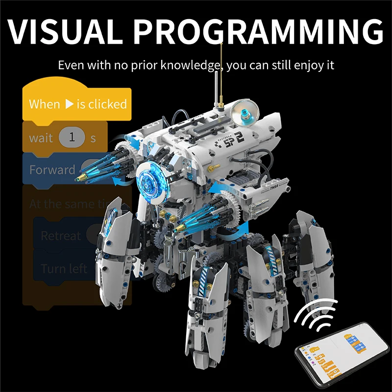 Technical Programming Hexapod Robot Science Fiction War Machine Building Blocks City Remote Control Robots Bricks Toys Boys Gift view 4